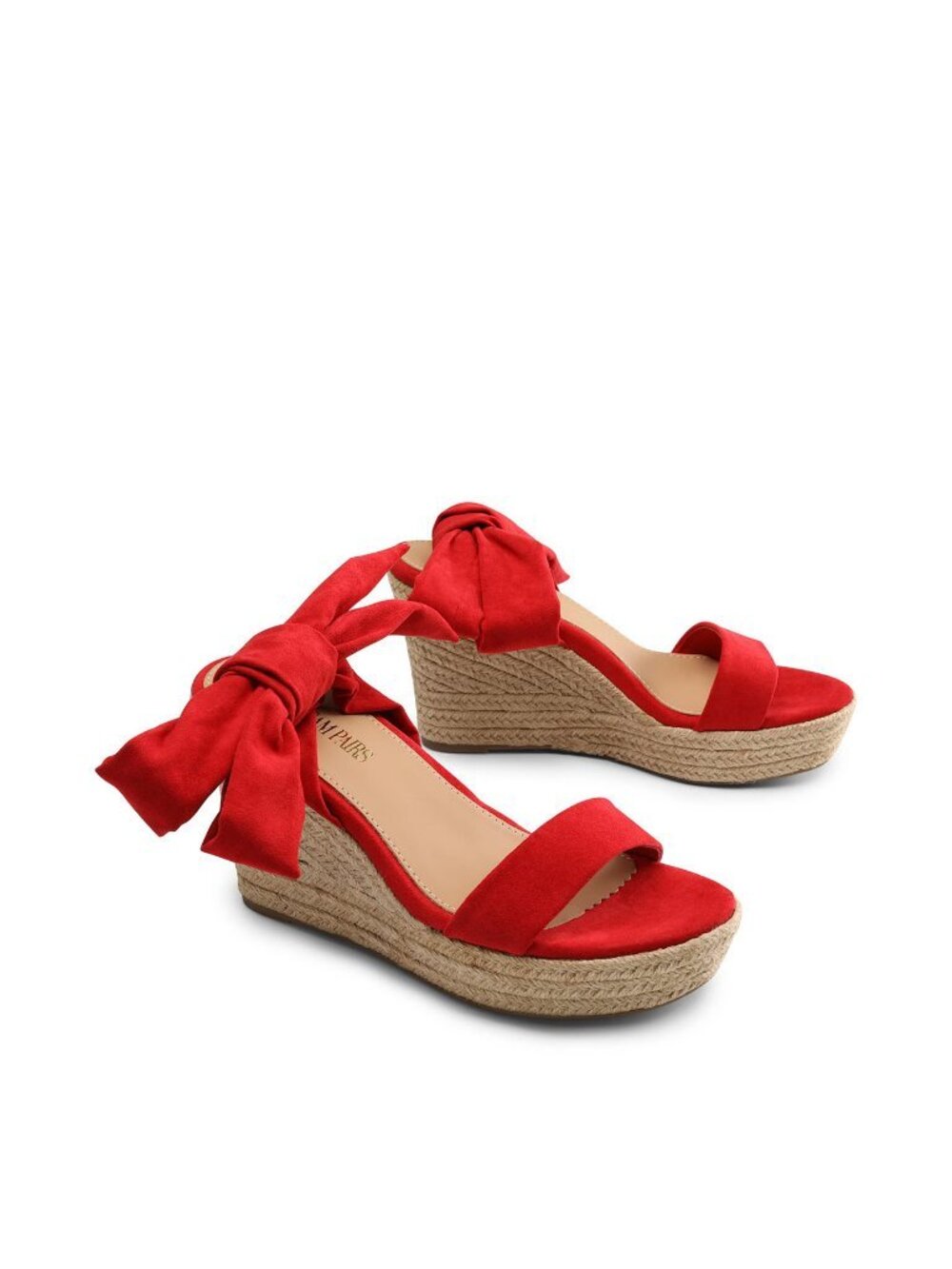 Red Women's Platform  Open Toe Espadrilles Wedges Sandals Shoes - Picture 7 of 8